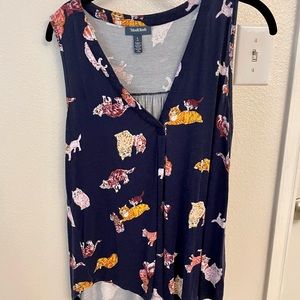 Modcloth Welcome Change top in Cat print